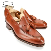 uncle saviano loafer solid shoes for men wedding dress fashion style office designer genuine leather handmade men shoes original