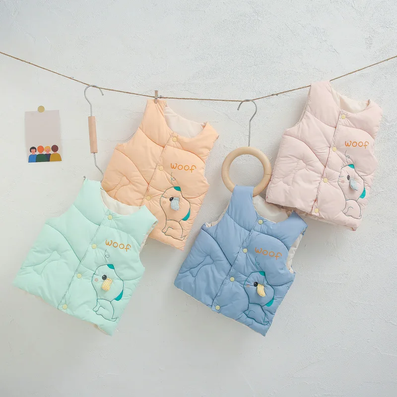 

Winter New Boys Infant Cotton Girls Cute Cartoon Puppy Stitching Vest