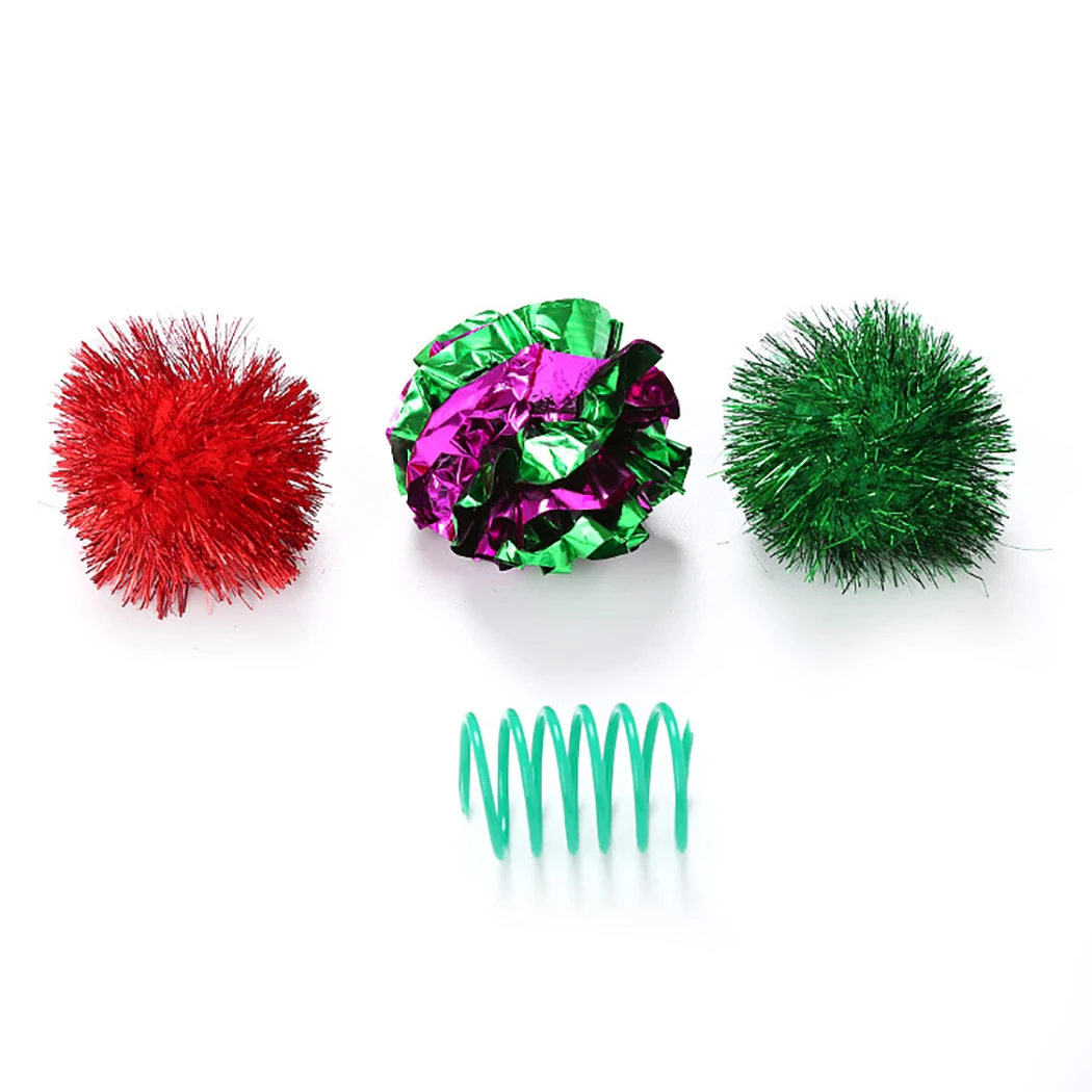 

7pcs Cat Toy Interactive Cat Toys Play Ball Training Pet Supplies Spring Cat Teaser Little Mouse Realistic Mice for Christmas