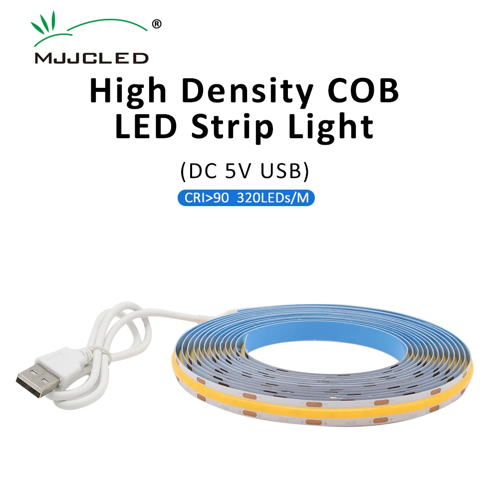Светодиодная лента COB USB DC 5 в 10 мм PCB 320 светодиодов/м 1 м 2 3 высокая плотность CW WW NW