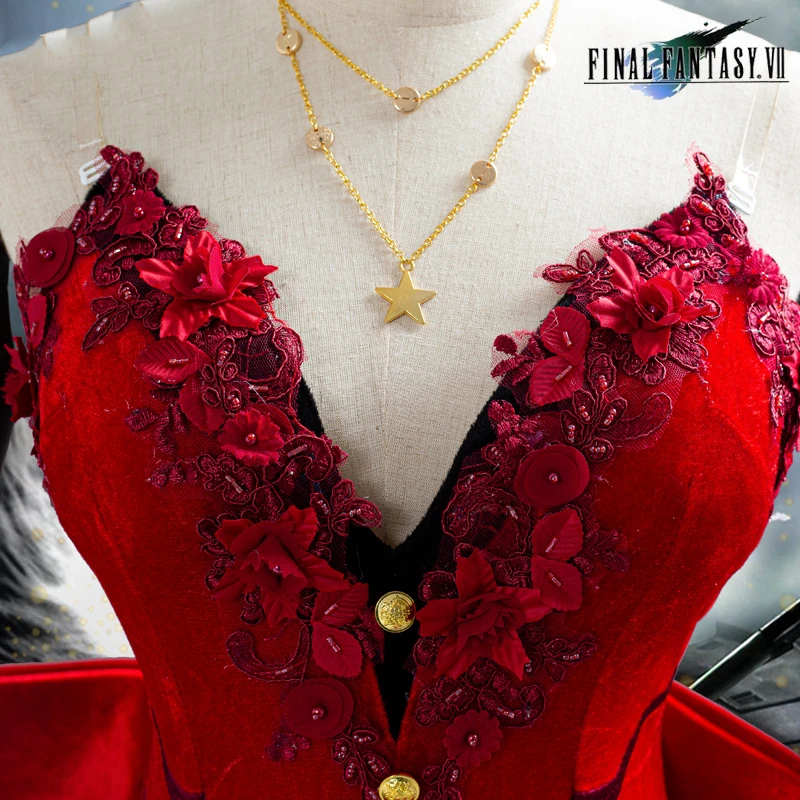 Аниме Final Fantasy 7 Remake Aerith Gainsborough красные вечерние платья Сексуальная униформа