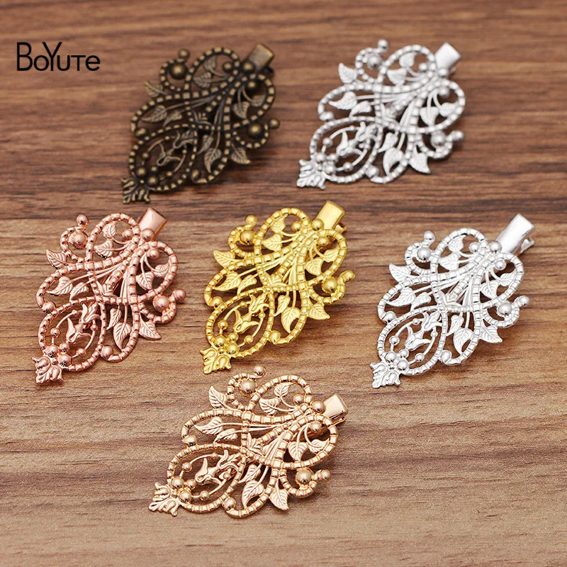 

BoYuTe (20 Pieces/Lot) 48*35MM Filigree Hair Clips Vintage DIY Hair Jewelry Accessories Wholesale