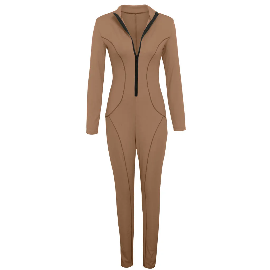 feitong sexy rompers womens jumpsuit V-Neck Belted Jumpsuit Party Club Playsuits Long Sleeve Jumpsuits Tight Overalls 9M3