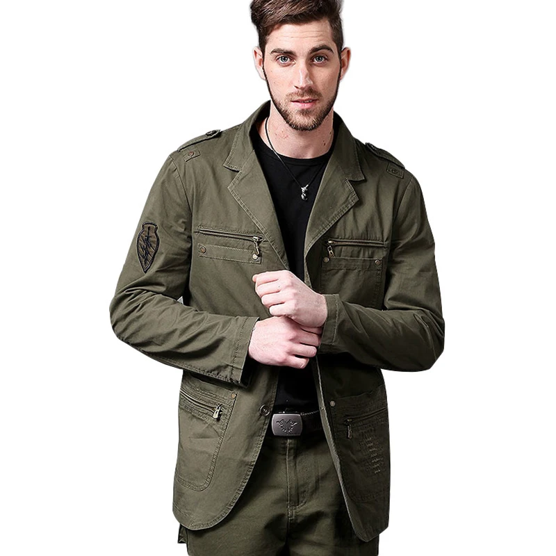 

Men's Autumn Military Tactical Jacket Cotton Casual Jacket Outdoor Man Large Size Long Sleeve Hiking Camping Solid Color Clothes