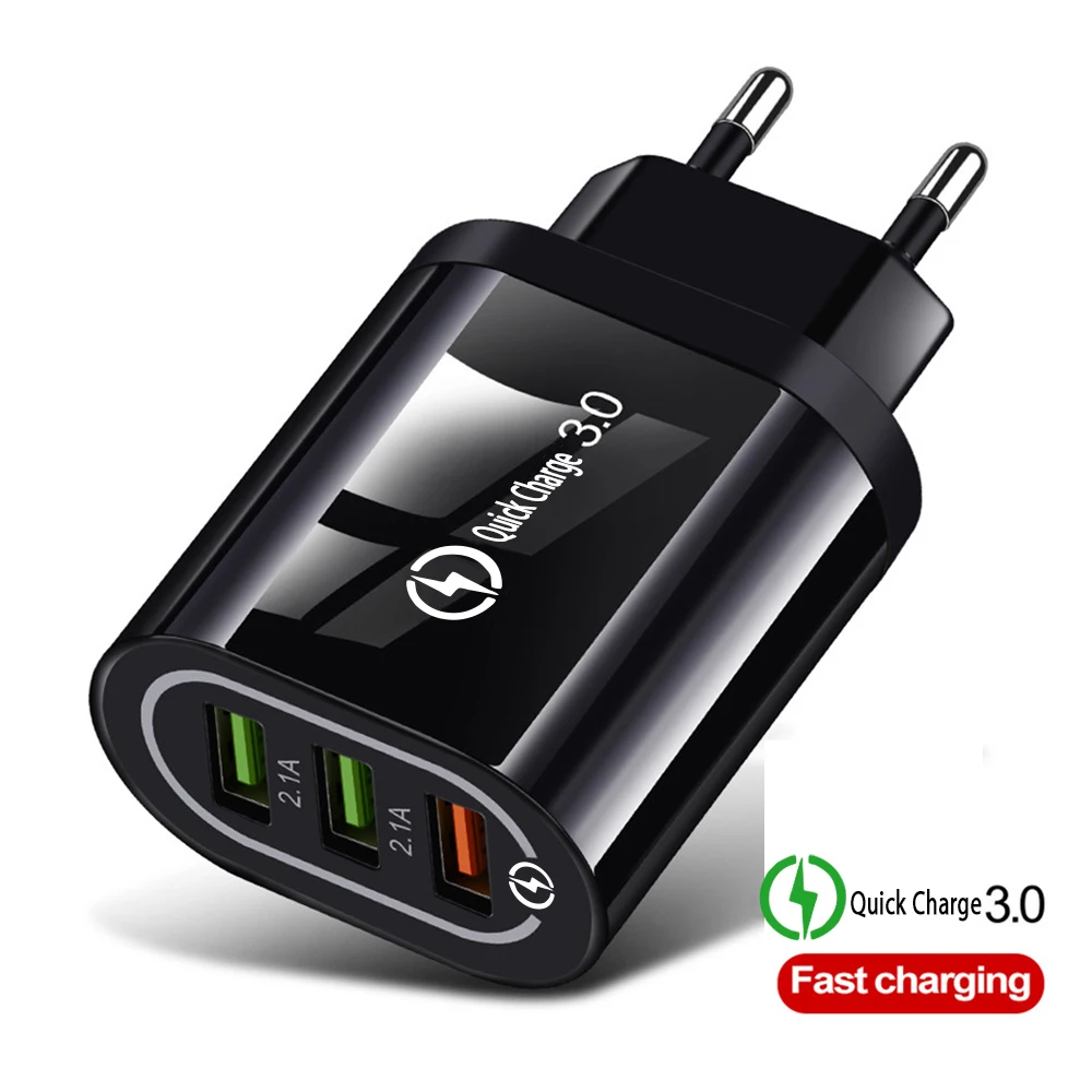 Зарядное устройство USB для телефона с разъемом EU/US, быстрое зарядное устройство, быстрая зарядка QC 3,0, 5 В/3 А, для Apple, samsung, huawei, Xiaomi, iphone 6, 7, 8 X, зарядное устройство для телефона