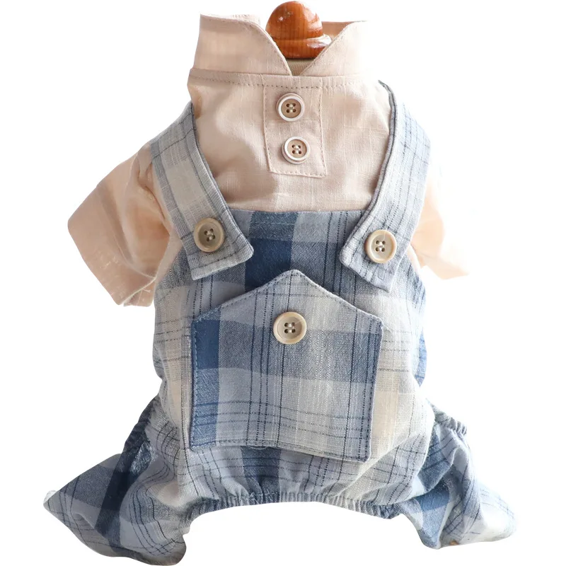 

2021 New Denim Pet Dog Overalls Spring Summer Puppy Vest Shirts Dog Clothes Puppy Teddy Denim Costume Jacket Apparel Supplies