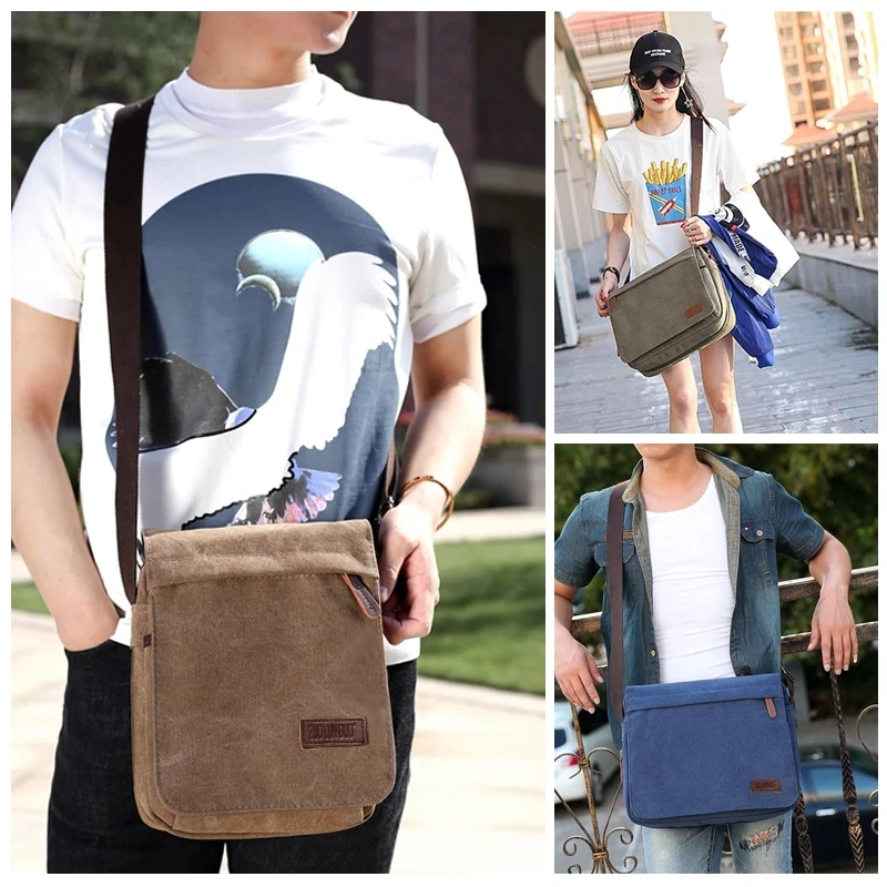 

New Fashion Solid Canvas Messenger Satchel Bags for Man Buckle Casual Crossbody Shoulder Bag Simple Pack Travel Designer Bags