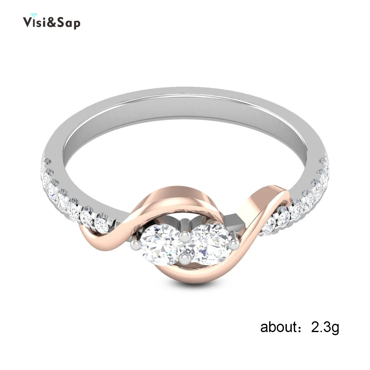 Visisap Creative Simple Cross Surround Two Color Zircon Engagement Rings for Women Inlaid Shiny Lady Ring Dropshipping B2383 | Украшения и