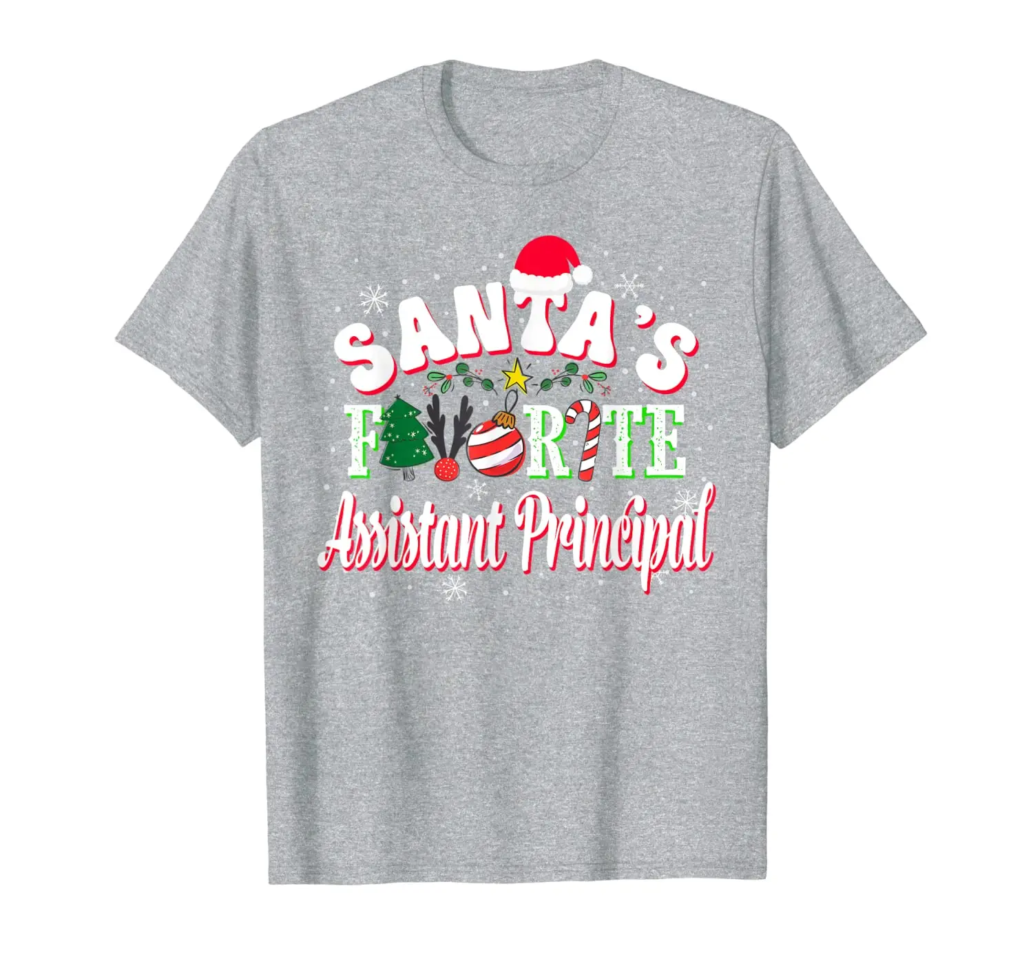 

Santa's Favorite Assistant Principal Xmas Candy Deer Ball T-Shirt