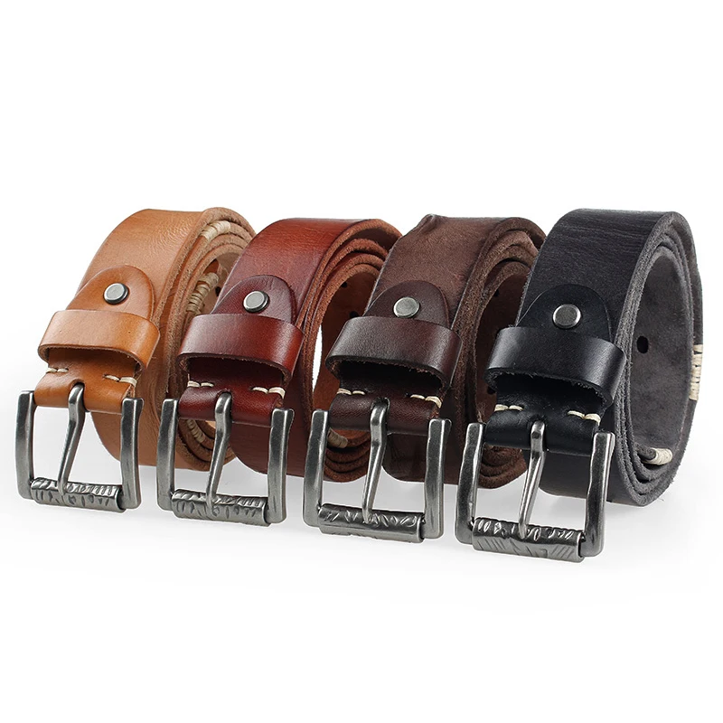 MEDYLA vintage leather belt for men's high-quality tough original leather without interlayer men's leather belt does not fade