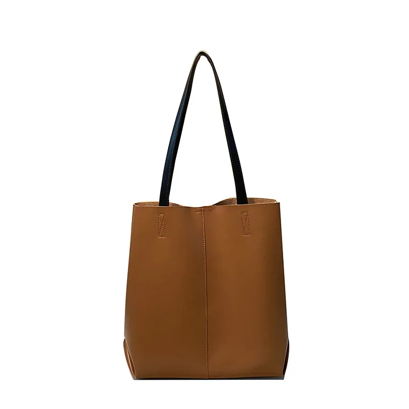 

Genuine leather handbags 2021 new retro large-capacity bucket bag all-match casual mother-and-child bag ladies handbag