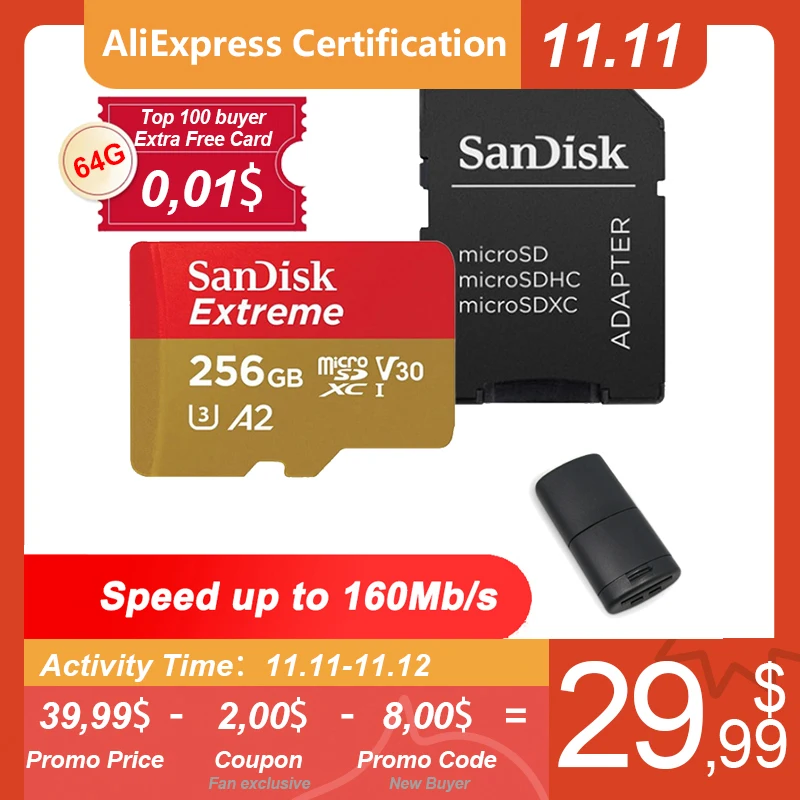 

SanDisk Extreme 128GB Micro SD Card 512GB Memory Card 64GB 32GB 256GB Flash TF Cards A2 A1 U3 U1 400GB Microsd Cards for Phone