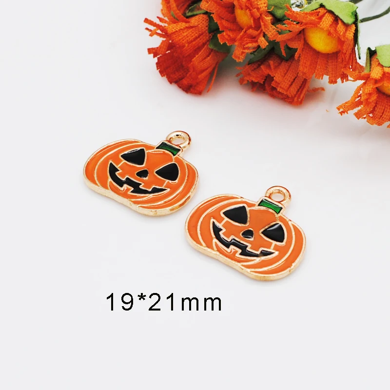 20 шт./лот эмалированные Подвески в виде тыквы на Хэллоуин золотой цвет кулон