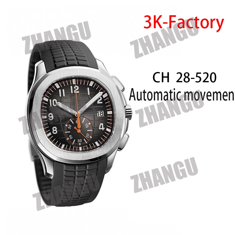

Men's Fashion Mechanical Watch 42mm Aquanaut 5968a SS OMF 1:1 Replica Orange Black Rubber Strap A520 AAA Watch