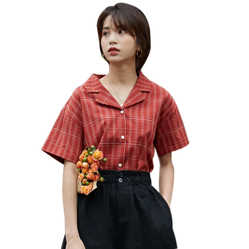 

Women Printed Chiffon Blouse Short Sleeve Elegant Ladies Casual Loose Summer Turn Down Collar Shirts