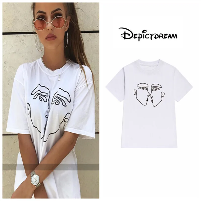 Новинка 2019 шикарные топы модная Свободная Женская футболка с принтом Facebook и