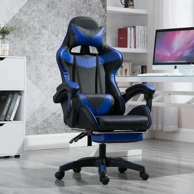 Presale High Quality Boss Office Chair Ergonomic Computer Gaming Chair Internet Seat Household adjustable Reclining Lounge Chair - Цвет: Solid footrest blue