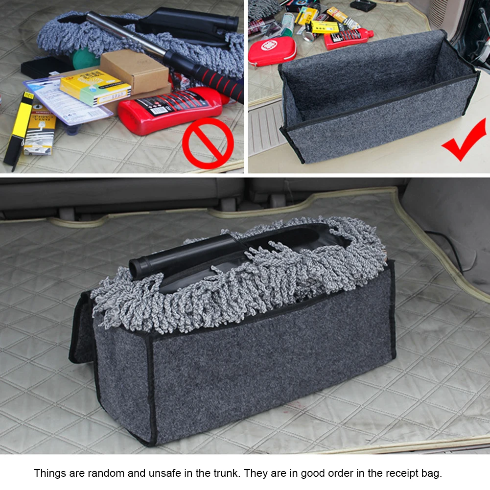 

Автомобильный ящик для хранения из мягкого войлока, ящик для инструментов для автомобиля, многоцелевой органайзер для багажника, коврик с с...