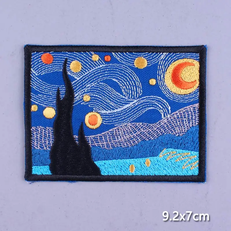 

Pulaqi Space Mountain Patches Stripes for Clothes Iron On Badge Embroidered DIY Ironing Sticker UFO Sewing Clothing Appliques