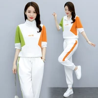 womens summer leisure suit 2021 new temperament breathable letter embroidered two piece suit