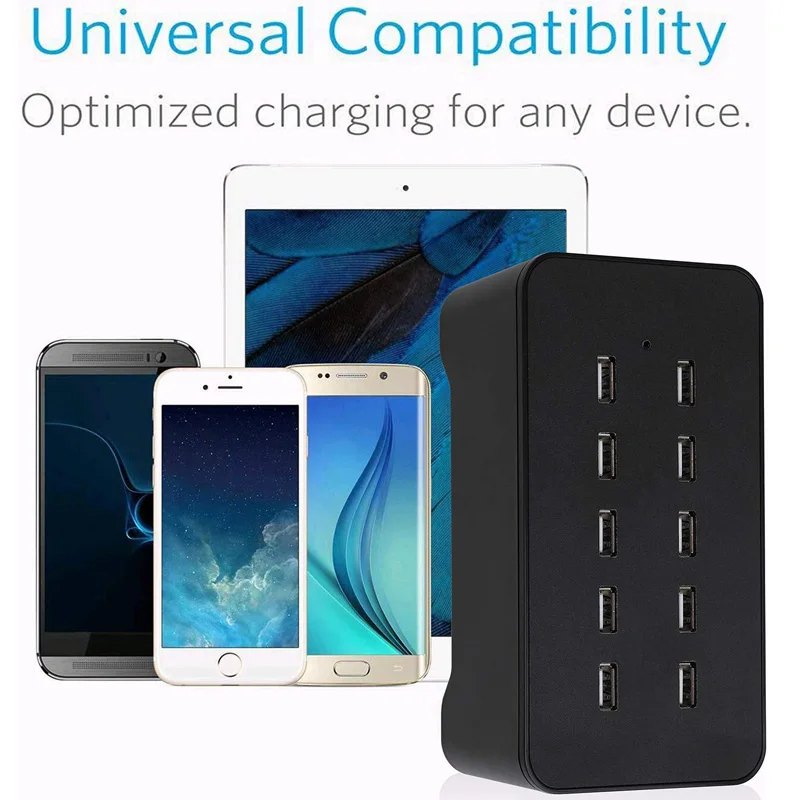 

10 Ports Charging Station 125W 25A Desktop USB Charger for iPhone Xs Max XR X 8 7 Plus, iPad Pro Air Mini Galaxy S9 S8