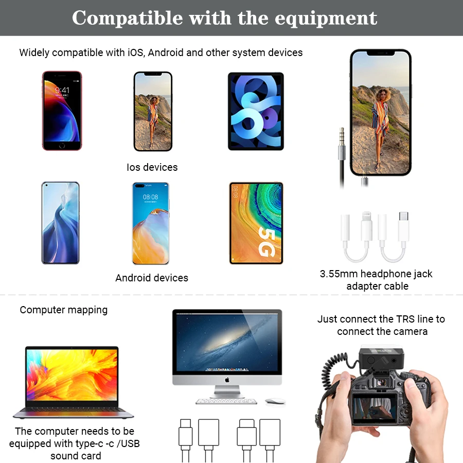 Беспроводной петличный микрофон MAMEN Mini UHF с аккумулятором 800 мАч 50 м пикап для