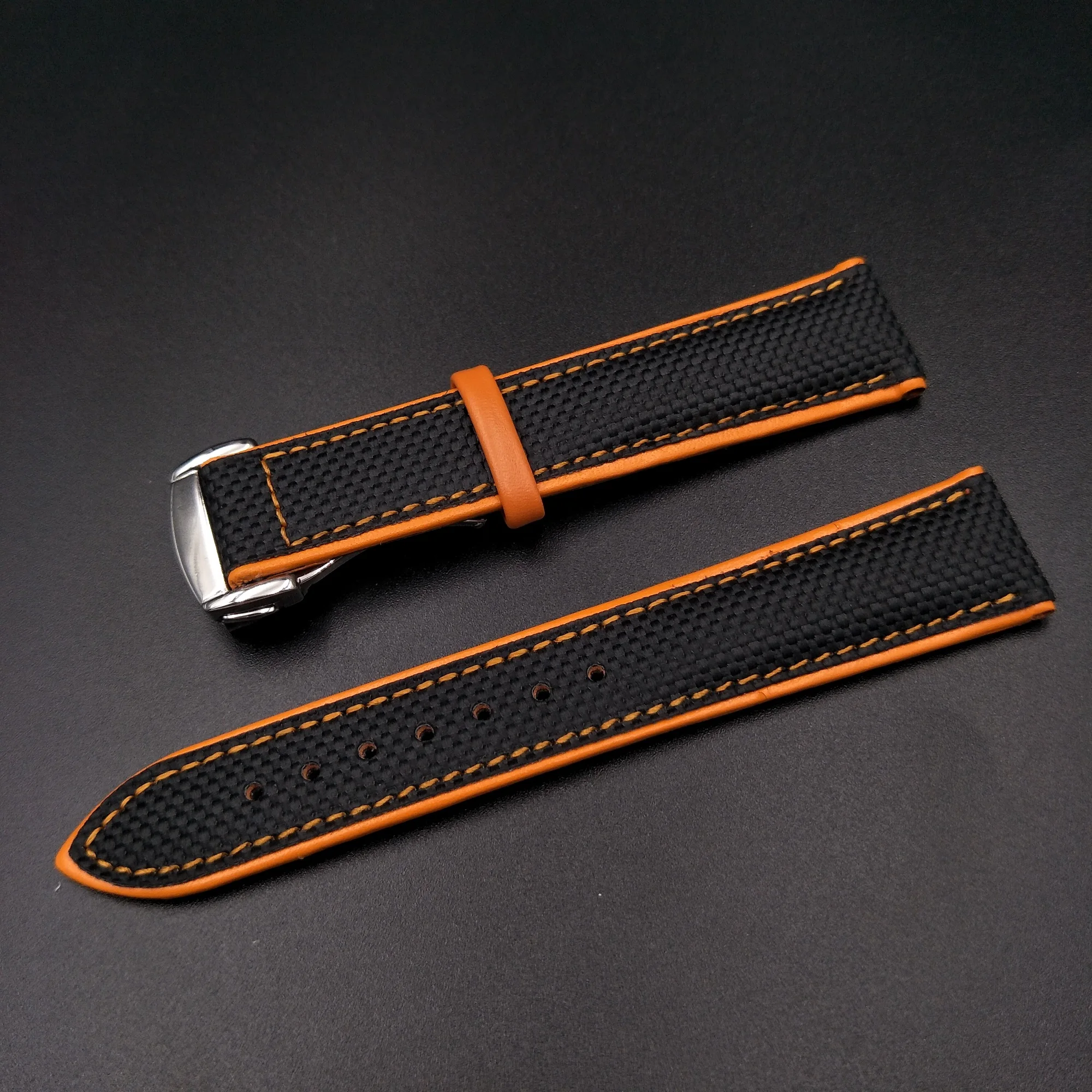 Nylon Leather Watch band For Omega Seamaster Replacement 20mm 22mm Canvas Watch Strap Gold Rosegold Clasp