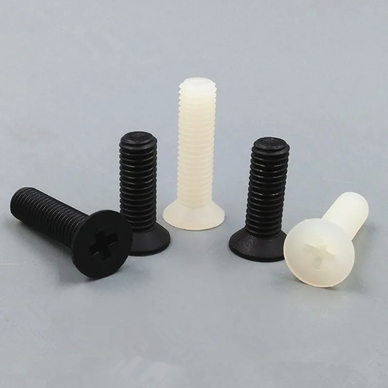 Нейлоновая потайная головка пластиковый винт белый плоский крест изолированный