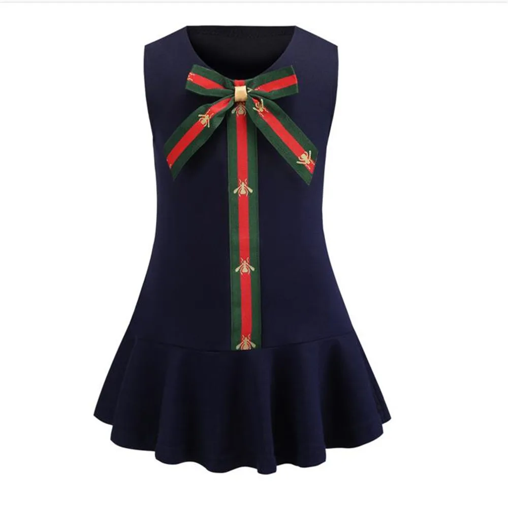 2020 платье принцессы для девочек детское с бантом летние платья маленьких одежда