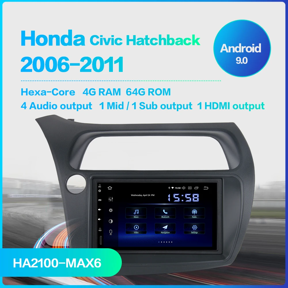 Dasaita " HD сенсорный экран автомобиля Android 9,0 радио gps плеер Navi для Honda Civic хэтчбек 2006-2011 автостерео аудио TDA7850