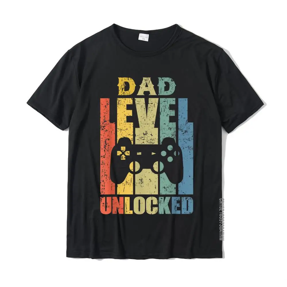 

Mens Pregnancy Announcement Dad Level Unlocked Soon To Be Father T-Shirt Cotton Men Tees Printing T Shirts Custom Funny