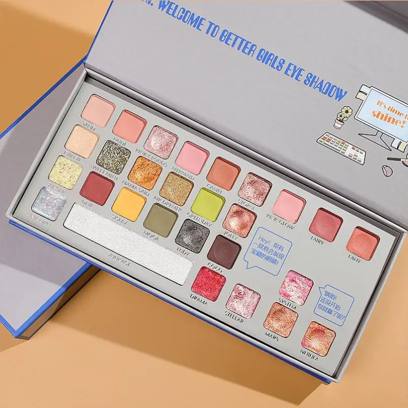 28 цветов Косметика Тени для век Порошковая голографическая 3D тени Палитра