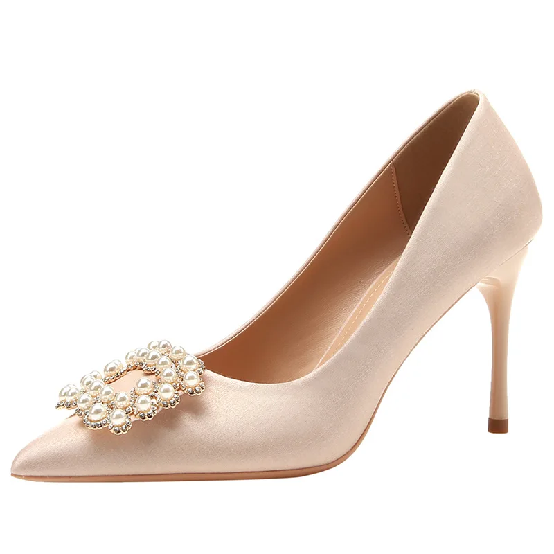 

32 33 Small Square Buckle Diamond High Heel Women's Heels Wedding Shoes Large 41 42 43 Pointed Pumps Shoes Women Stiletto