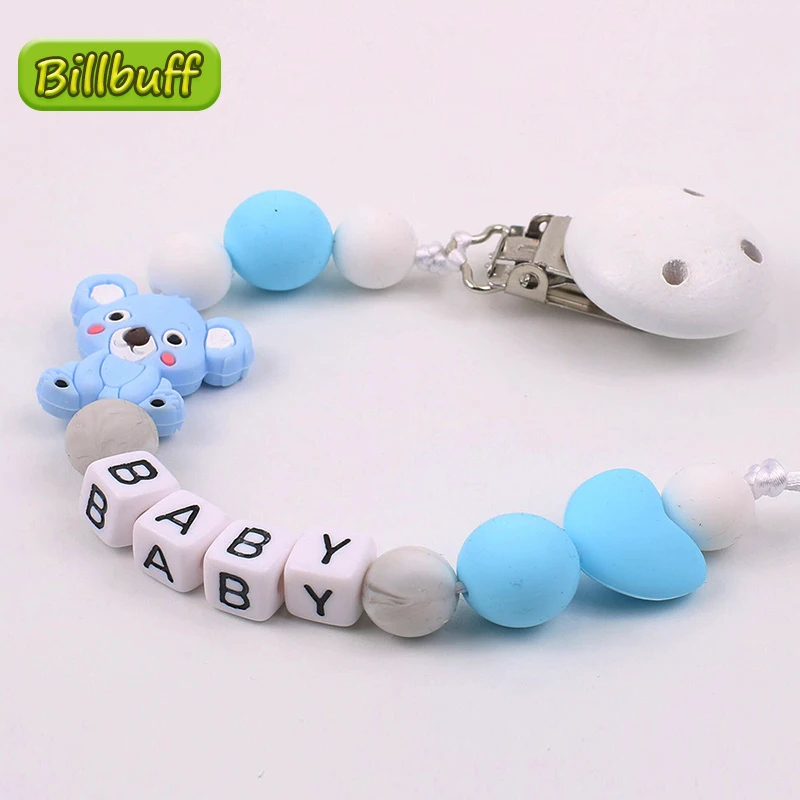 

DIY Koala силиконовые детские соски клипсы персонализированное имя красочные соски цепь для ребенка прорезыватель пустышки жевательные игруш...