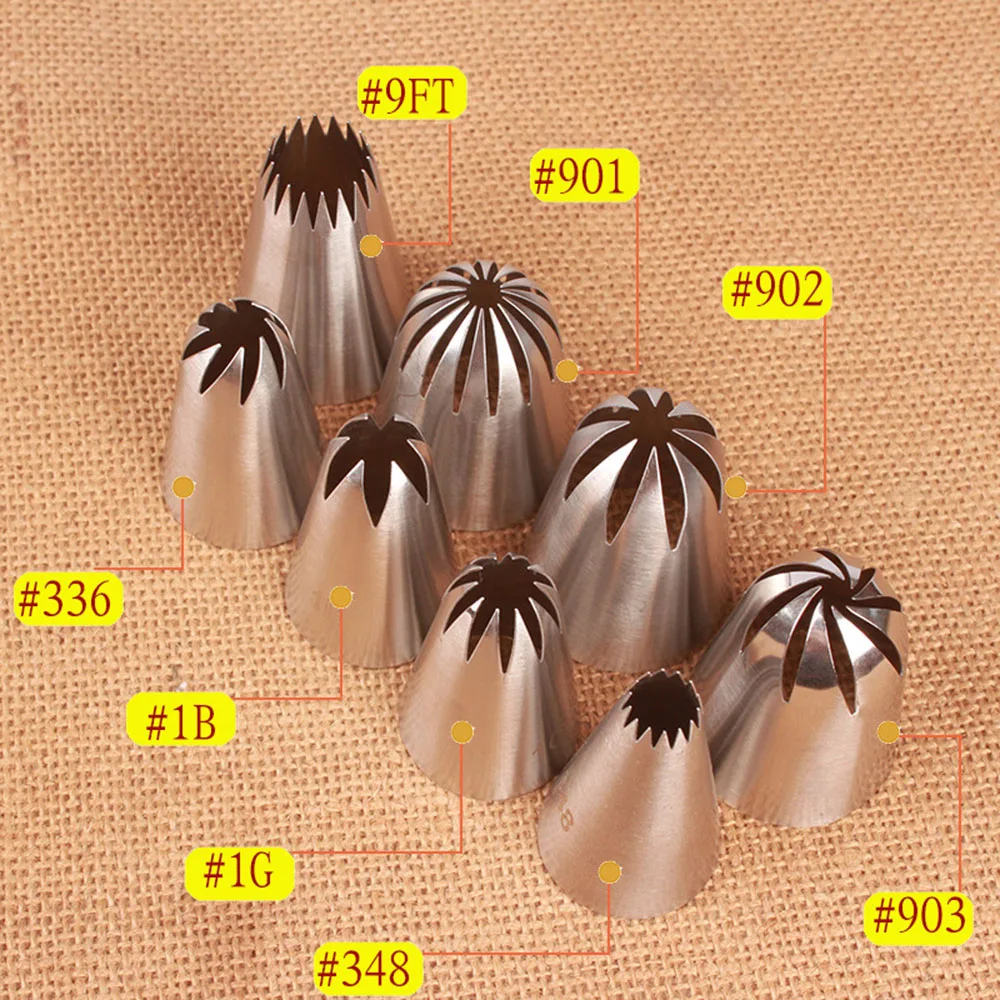 

8PCS/Set Stainless Steel Cupcake Nozzles Icing Piping Pastry Nozzle Tips Cream Cake Decorating Tips Cupcake Cookies Baking Tools
