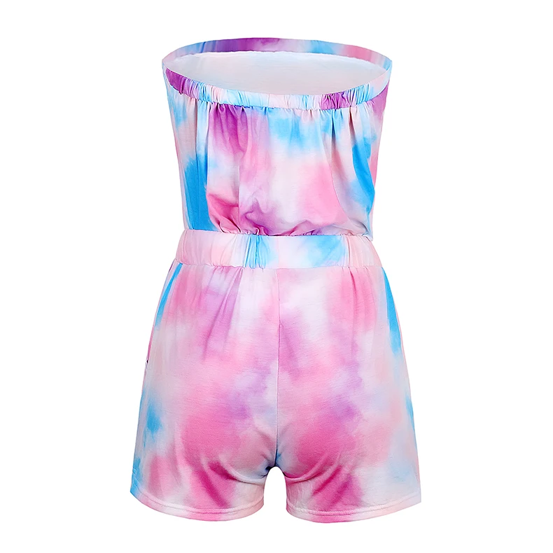 

2020 Women Tie Dye Casual Clothing Sets Sexy Strapless Tube Top + High Waist Shorts Lady Summer High Street Streetwear Clubwear
