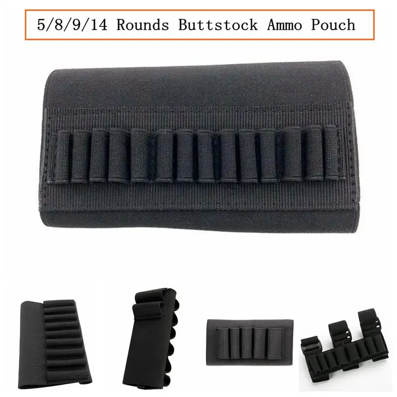 

5/8/9/14 Rounds Shotgun Buttstock Ammo Pouch Shell Holder Bullet Cartridge Bandolier Carrier Gun Accessory Hunting Military Gear