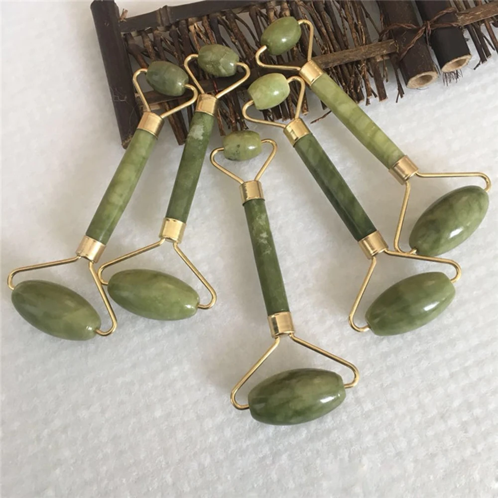

1 PC Double Head Jade Roller Massager for Face Roller Gua Sha Jade Stone Neck Face Massager Lift Facial Beauty Skin Care Tools