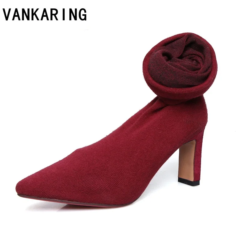 Эластичные шерстяные сапоги выше колена женские носки черные длинные облегающие