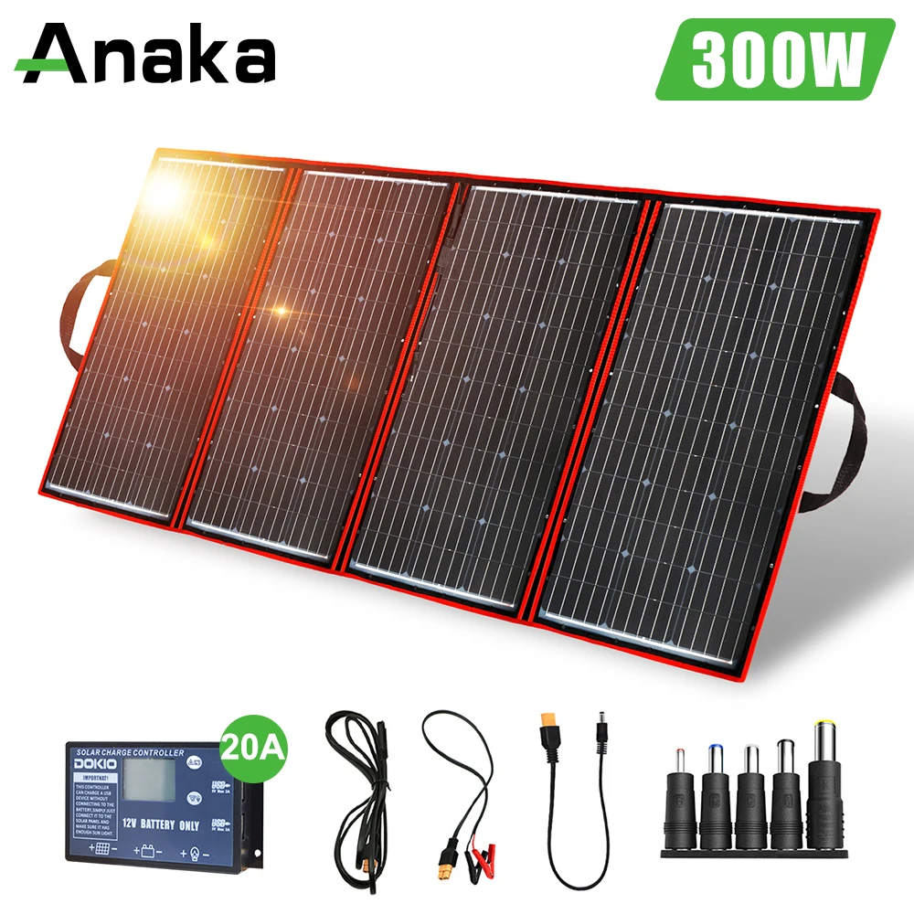 

Anaka 300W 12V Flexible Solar Panel Outdoor Foldable Solar panel For Camping/Boat/RV/Travel/Car Solar panel kits For Home
