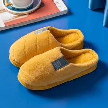 Female and Male Couple Cotton Shoes Female Autumn and Winter Home Indoor Non-Slip Warm Plush Slipper