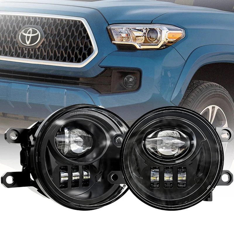 2PCS /Pair Black Silver LED Fog Light Assembly Fog Lamp Replacement for Toyota Tacoma 2016 2017 2018 2019