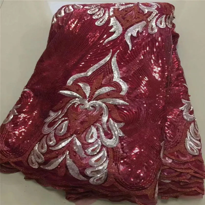 Ярко-синий цвет 2019 высококачественные 3d блестки в нигерийском стиле 5 ярдов