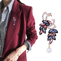 trendy crystal two bunch of grapes big pearl pendant brooches pin fine fashion jewelry