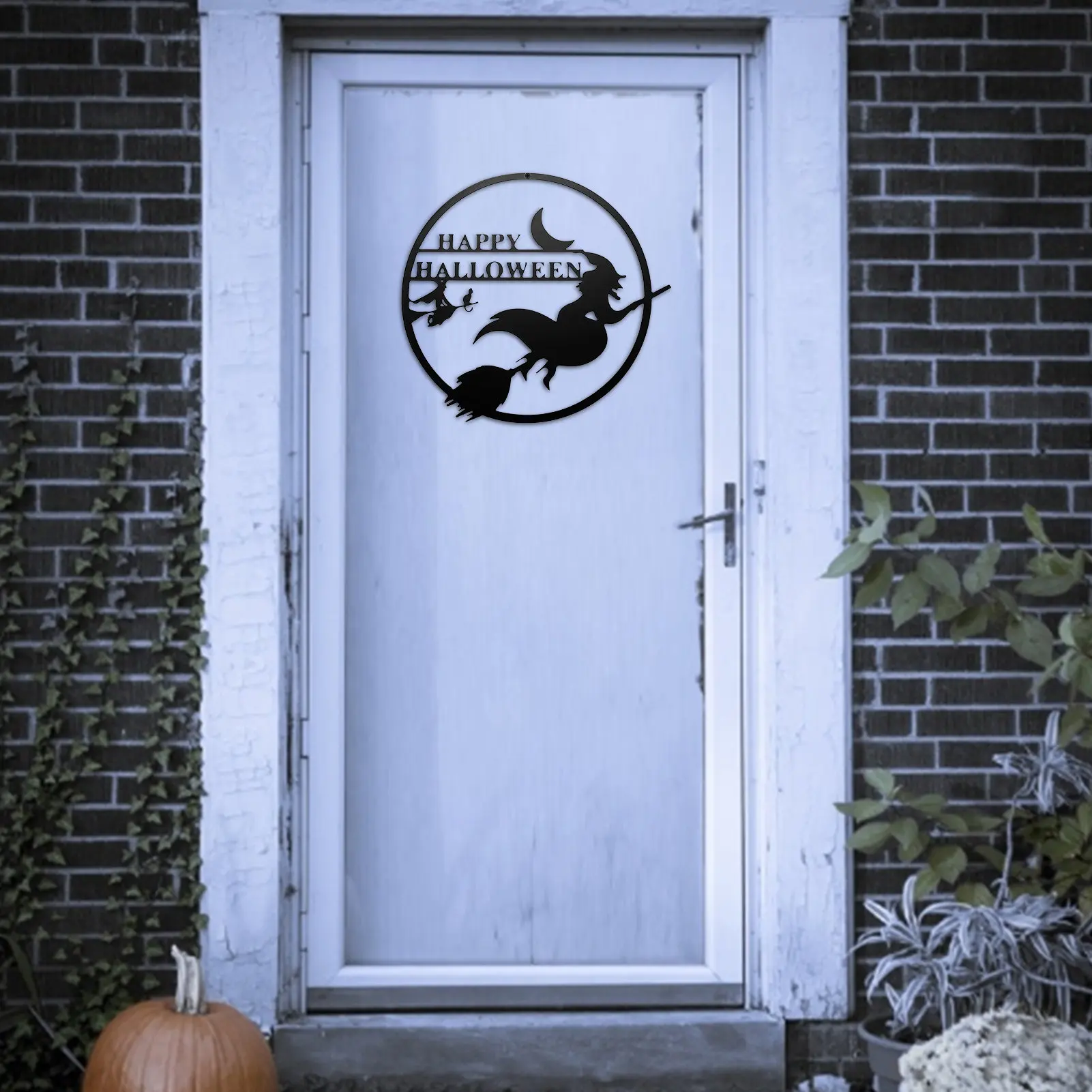 Ведьма на бромпе металлическое искусство Счастливый Хэллоуин настенное