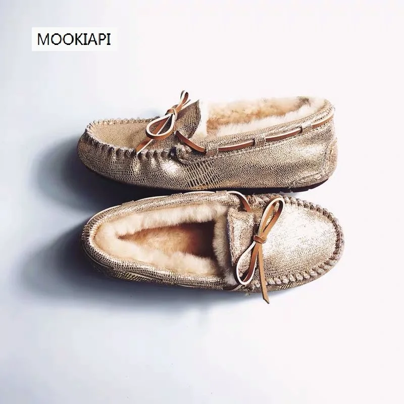 MOOKIAPI Chinese brand high quality women's shoes, 100%genuine leather,100% wool, classic loafers shoes, free delivery