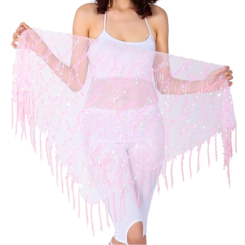 

Women Sequin Tassel Sexy Wrap Irregular Skirt Belly Dance Hip Triangle Scarf