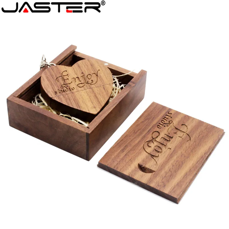 JASTER USB 2,0, Usb флеш-накопитель с деревянным сердцем, карта памяти, 4 ГБ, 8 ГБ, 16 ГБ, 32 ГБ, логотип компании, выгравированный u-диск, Пользовательский логотип, Usb флеш-накопитель