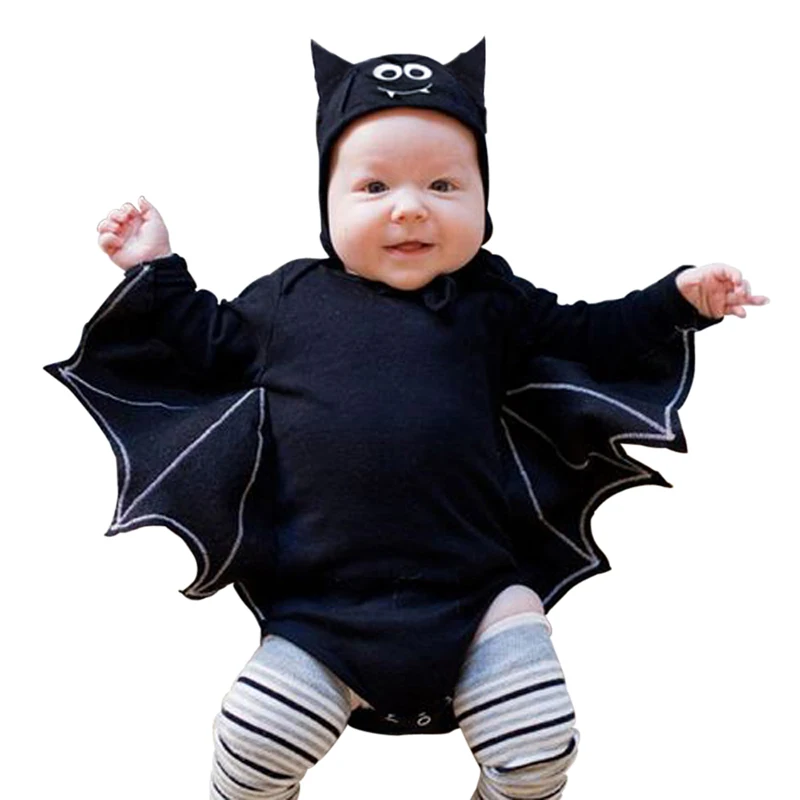 

2019 New Autumn Toddler Newborn Baby Boy Girls Halloween Cosplay Costume Romper Hat Outfits Set Keep warm For Baby 4-24 Months