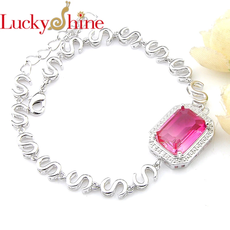 

Luckyshine For Woman Vintage 925 Silver Bi colored Tourmaline Bracelets S letter Silver Chain Bracelets Birthday, Christmas Gif
